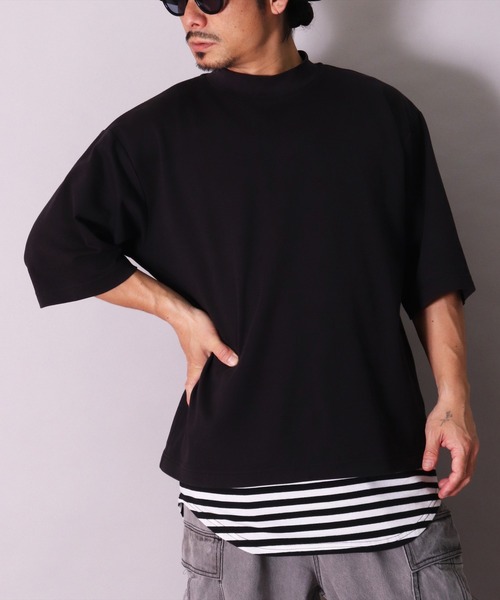 BAYBLO（ベイブロ）の「(BE)ボーダー ラウンドヘム レイヤード ロング タンクトップ（タンクトップ・メンズ・グレー×ホワイト/ブラック×ホワイト・FREE）」の4枚目の写真