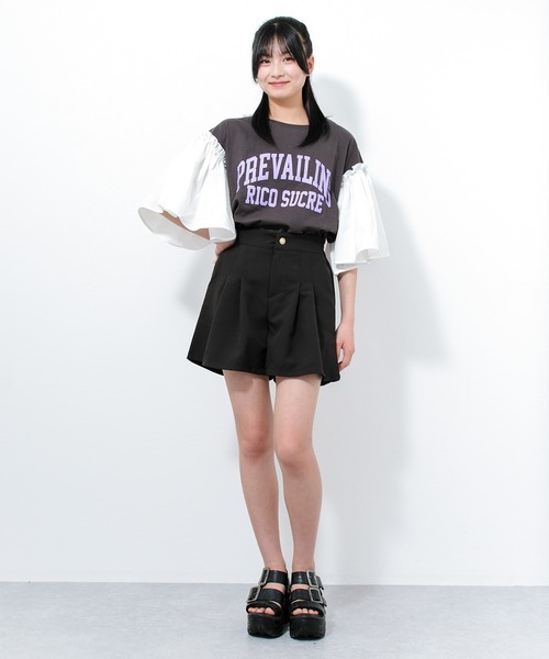 RiCO SUCRE(リコシュクレ)の「タックフレアショートパンツ(その他パンツ・キッズ・ブラック/サックスブルー/オフホワイト・160/130/140/165/150)」の14枚目の写真