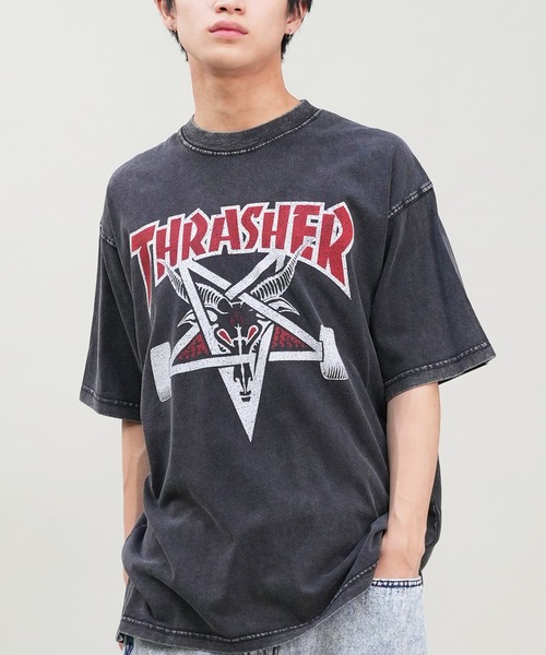 【ムラサキスポーツ限定】THRASHER/スラッシャー 半袖Tシャツ ブランドロゴ ピグメント加工 THMM-24SMSST01（Tシャツ/カットソー）｜THRASHER（スラッシャー）