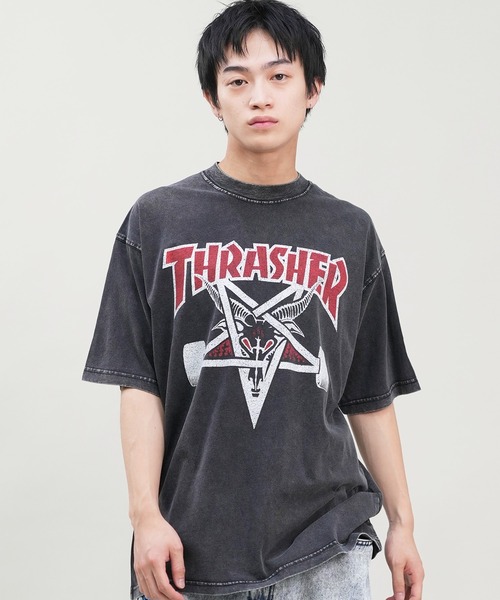 【ムラサキスポーツ限定】THRASHER/スラッシャー 半袖Tシャツ ブランドロゴ ピグメント加工 THMM-24SMSST01（Tシャツ/カットソー）｜THRASHER（スラッシャー）