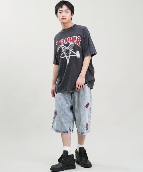 【ムラサキスポーツ限定】THRASHER/スラッシャー 半袖Tシャツ ブランドロゴ ピグメント加工 THMM-24SMSST01（Tシャツ/カットソー）｜THRASHER（スラッシャー）
