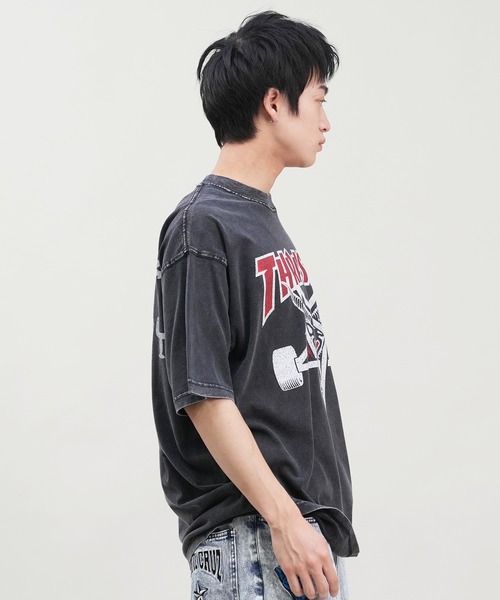 【ムラサキスポーツ限定】THRASHER/スラッシャー 半袖Tシャツ ブランドロゴ ピグメント加工 THMM-24SMSST01（Tシャツ/カットソー）｜THRASHER（スラッシャー）
