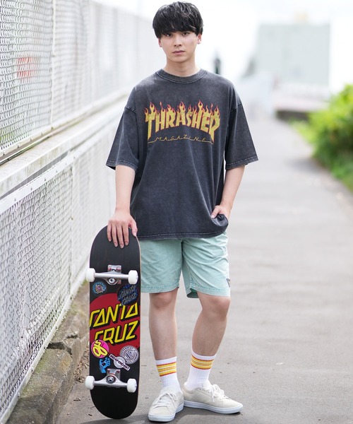 【ムラサキスポーツ限定】THRASHER/スラッシャー 半袖Tシャツ ブランドロゴ ピグメント加工 THMM-24SMSST01（Tシャツ/カットソー）｜THRASHER（スラッシャー）