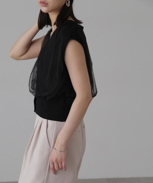 ニット セーター 前後２ＷＡＹチュールレイヤードノースリーブニット レディース セール 20%OFF】前後2wayチュールレイヤードノースリーブニット