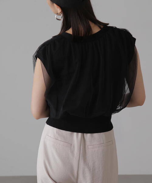 FREE'S MART（フリーズマート）の「◆前後2WAYチュールレイヤードノースリーブニット（ベスト・レディース・ブラック/グレー/ホワイト・FREE）」の21枚目の写真