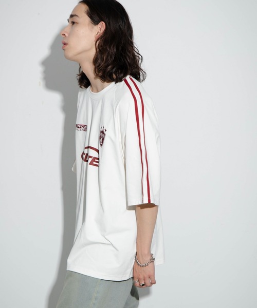 WEGO（ウィゴー）の「WEGO/ゲームロゴスリーブラインT（Tシャツ/カットソー・メンズ・ホワイト/ブラック/アイボリー/ネイビー/ピンク・MEDIUM/LARGE）」の13枚目の写真