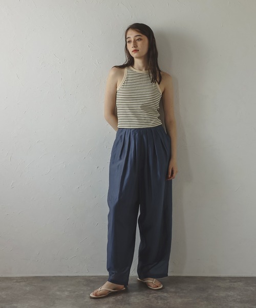 パンツ MONILE PANTS セール】【MINERTE】sheer tack pants / タック入りシアーパンツ
