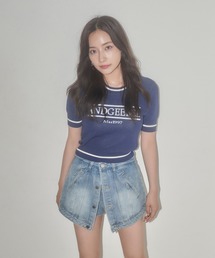 ANDGEEBEE | ラインロゴミニニットトップス(ニット/セーター)