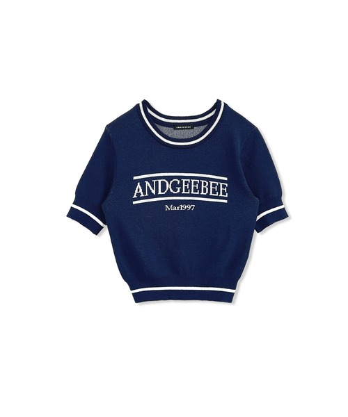 ANDGEEBEE（アンジービー）の「ラインロゴミニニットトップス（ニット/セーター・レディース・ネイビー・FREE）」の5枚目の写真