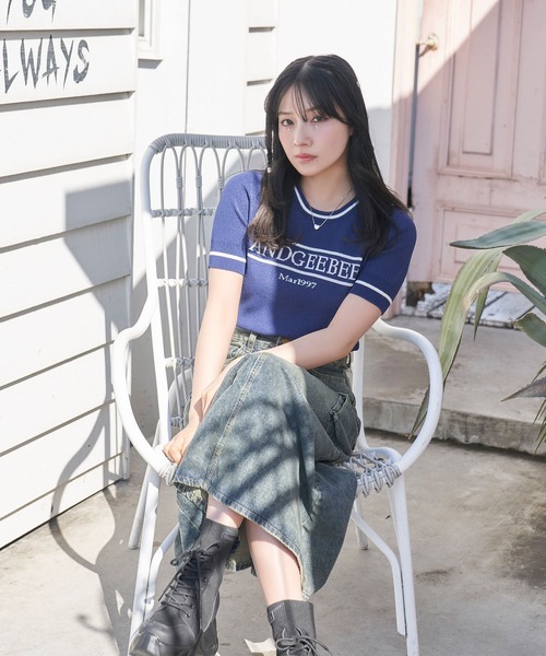 ANDGEEBEE(アンジービー)の「ラインロゴミニニットトップス(ニット/セーター・レディース・ネイビー・FREE)」の10枚目の写真