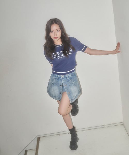 ANDGEEBEE(アンジービー)の「ラインロゴミニニットトップス(ニット/セーター・レディース・ネイビー・FREE)」の7枚目の写真