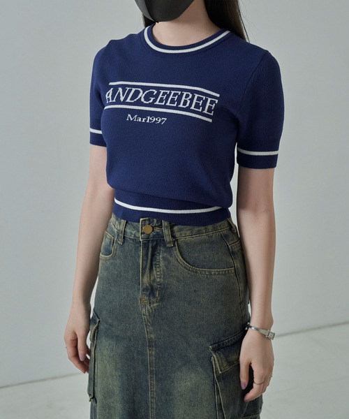 ANDGEEBEE(アンジービー)の「ラインロゴミニニットトップス(ニット/セーター・レディース・ネイビー・FREE)」の11枚目の写真