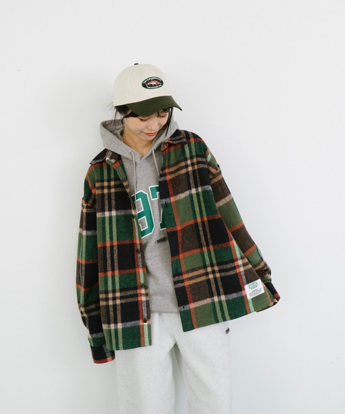 DISCUS（ディスカス）の「【DISCUS別注】シャギーチェックシャツジャケット（シャツ/ブラウス・メンズ・ボルドー/オレンジ/グリーン・MEDIUM/LARGE）」の15枚目の写真