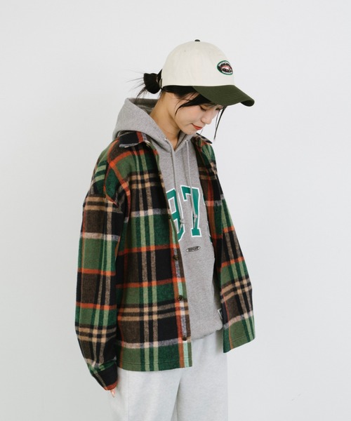 DISCUS（ディスカス）の「【DISCUS別注】シャギーチェックシャツジャケット（シャツ/ブラウス・メンズ・ボルドー/オレンジ/グリーン・MEDIUM/LARGE）」の21枚目の写真