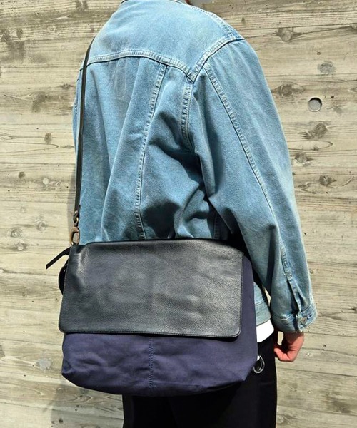 BICASH（ビカーシ）の「【BICASH/ビカーシ】2WAYキャンバス×レザーショルダーバッグ/#B852F（ショルダーバッグ・メンズ・ブラック/ネイビー・FREE）」の9枚目の写真