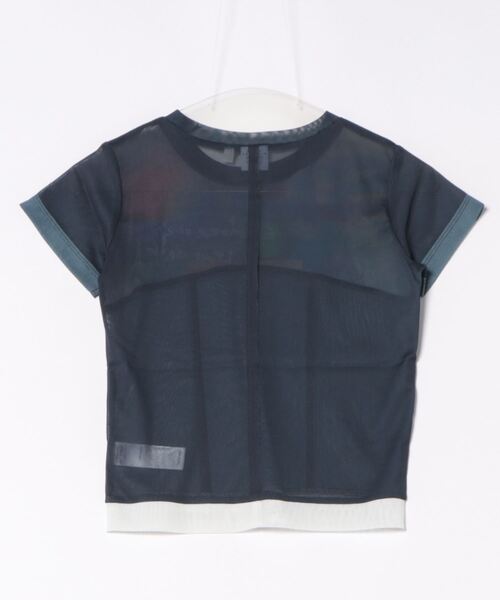 MOUSSY（マウジー）の「SHEER SWITCHING PRINT Tシャツ（Tシャツ/カットソー・レディース・ネイビー/グレー・FREE）」の3枚目の写真