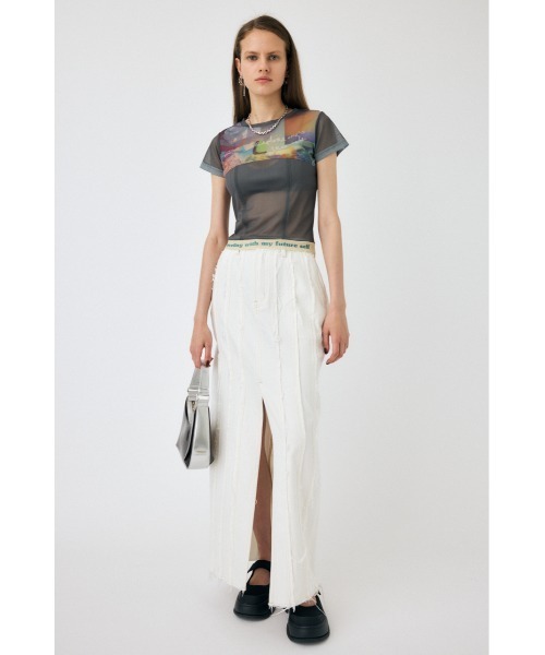 MOUSSY（マウジー）の「SHEER SWITCHING PRINT Tシャツ（Tシャツ/カットソー・レディース・ネイビー/グレー・FREE）」の22枚目の写真