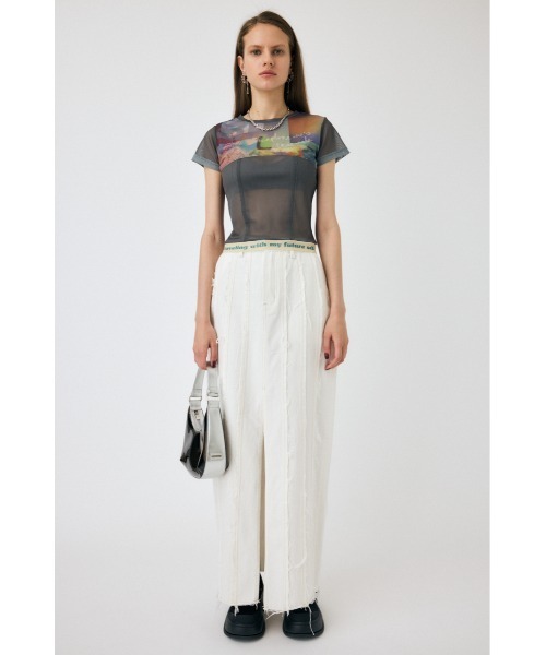 MOUSSY（マウジー）の「SHEER SWITCHING PRINT Tシャツ（Tシャツ/カットソー・レディース・ネイビー/グレー・FREE）」の20枚目の写真