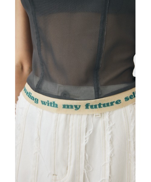 MOUSSY（マウジー）の「SHEER SWITCHING PRINT Tシャツ（Tシャツ/カットソー・レディース・ネイビー/グレー・FREE）」の13枚目の写真