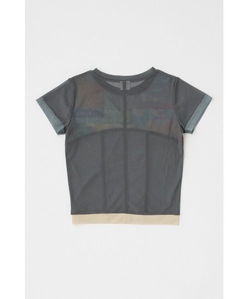 MOUSSY（マウジー）の「SHEER SWITCHING PRINT Tシャツ（Tシャツ/カットソー・レディース・ネイビー/グレー・FREE）」の11枚目の写真