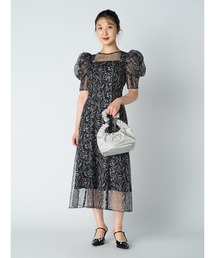 LilyBrown チュール　刺繍ドレス　グレー LilyBrown リリーブラウン チュール刺繍ドレス グレー/M｜結婚式