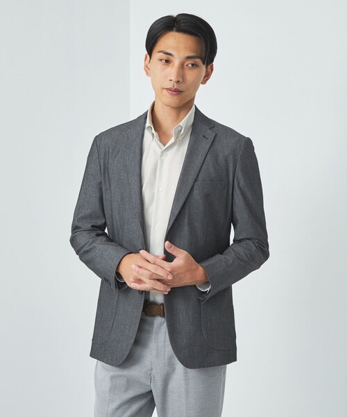 green label relaxing(グリーンレーベルリラクシング)の「エブリット コットンオックス ストライプ スナップ ボタンダウン シャツ -イージーアイロン-(シャツ/ブラウス・メンズ・ライトグレー/ライム・S/M/L/XL)」の4枚目の写真