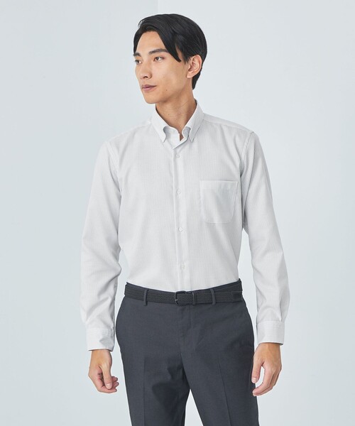 green label relaxing(グリーンレーベルリラクシング)の「エブリット コットンオックス ストライプ スナップ ボタンダウン シャツ -イージーアイロン-(シャツ/ブラウス・メンズ・ライトグレー/ライム・S/M/L/XL)」の10枚目の写真