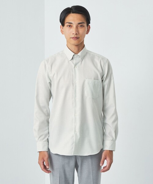 green label relaxing(グリーンレーベルリラクシング)の「エブリット コットンオックス ストライプ スナップ ボタンダウン シャツ -イージーアイロン-(シャツ/ブラウス・メンズ・ライトグレー/ライム・S/M/L/XL)」の14枚目の写真