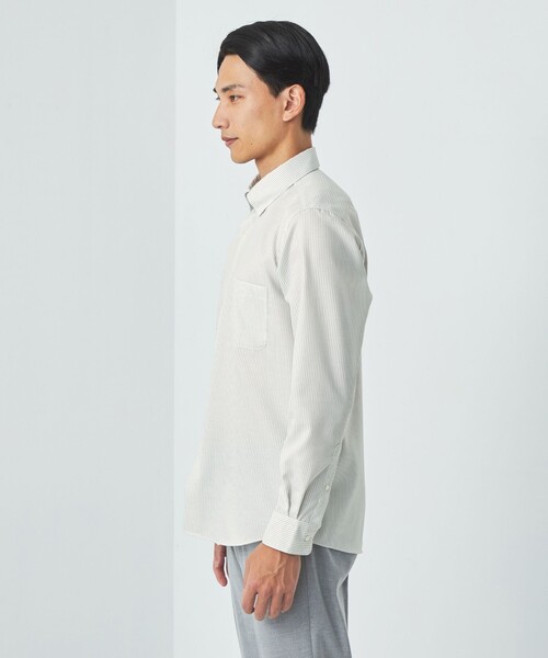 green label relaxing(グリーンレーベルリラクシング)の「エブリット コットンオックス ストライプ スナップ ボタンダウン シャツ -イージーアイロン-(シャツ/ブラウス・メンズ・ライトグレー/ライム・S/M/L/XL)」の15枚目の写真