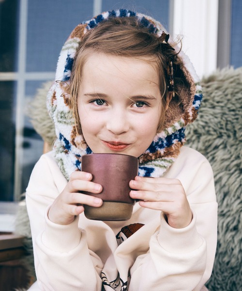 KRIFF MAYER Kid's Collection（クリフメイヤーキッズコレクション）の「ニンジャりん フード型 ボリューム ネックウォーマー（ネックウォーマー/スヌード・キッズ・オフホワイト/カーキ/カモフラージュ/ネイビー/チャコール/ブルー/グレー/レオパード/カラフル/ブラウン・LARGE/MEDIUM）」の10枚目の写真