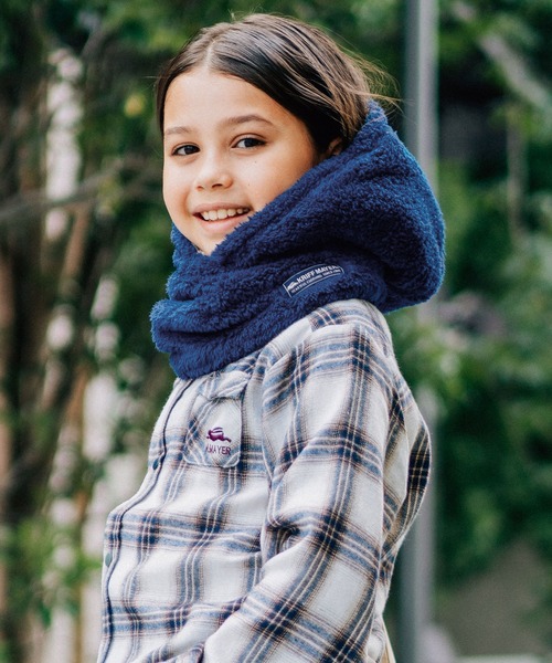 KRIFF MAYER Kid's Collection（クリフメイヤーキッズコレクション）の「ニンジャりん フード型 ボリューム ネックウォーマー（ネックウォーマー/スヌード・キッズ・オフホワイト/カーキ/カモフラージュ/ネイビー/チャコール/ブルー/グレー/レオパード/カラフル/ブラウン・LARGE/MEDIUM）」の7枚目の写真