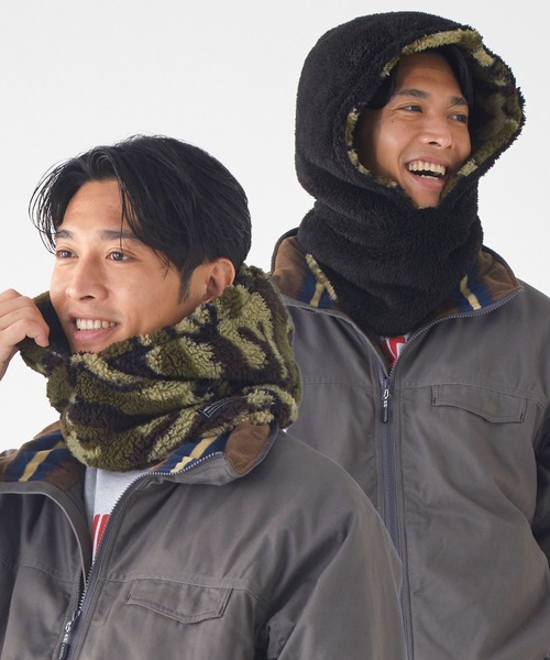 KRIFF MAYER Kid's Collection（クリフメイヤーキッズコレクション）の「ニンジャりん フード型 ボリューム ネックウォーマー（ネックウォーマー/スヌード・キッズ・オフホワイト/カーキ/カモフラージュ/ネイビー/チャコール/ブルー/グレー/レオパード/カラフル/ブラウン・LARGE/MEDIUM）」の8枚目の写真