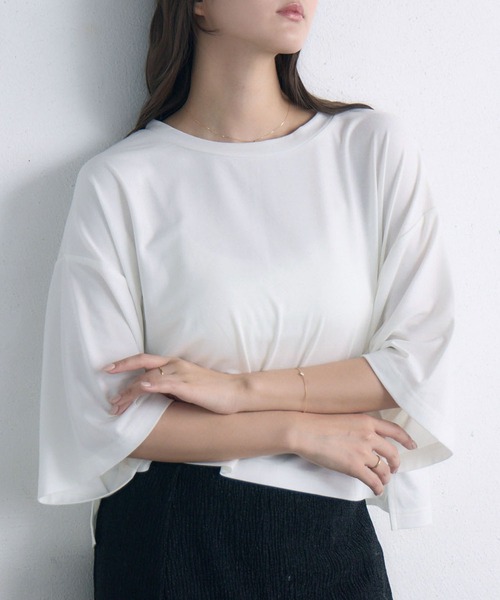 RETRO GIRL（レトロガール）の「クルーネックゆるTEE（Tシャツ/カットソー・レディース・オフホワイト/レッド系1/ブラック・FREE）」の12枚目の写真
