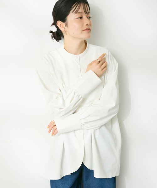 CRAFT STANDARD BOUTIQUE(クラフトスタンダードブティック)の「デシンブザムシャツ ◆(シャツ/ブラウス・レディース・パープル/グリーン/オフホワイト/ブラック・FREE)」の2枚目の写真