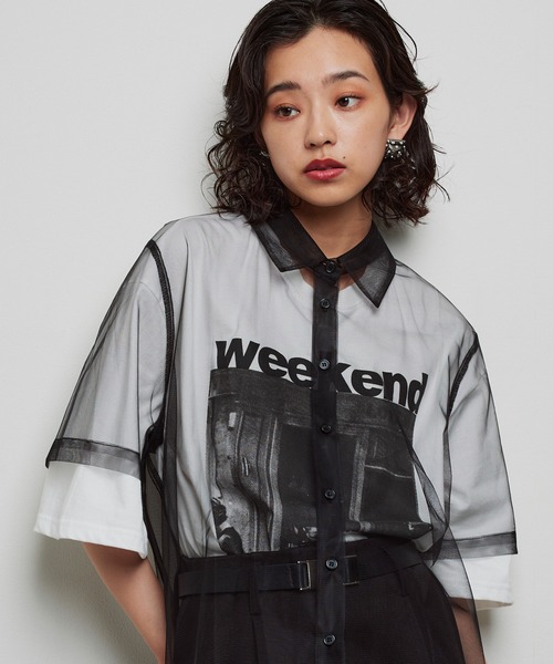 Narcissus（ナルシス）の「【Narcissus】モードロゴＴシャツ（Tシャツ/カットソー・レディース・ホワイト/ブラック・FREE）」の5枚目の写真