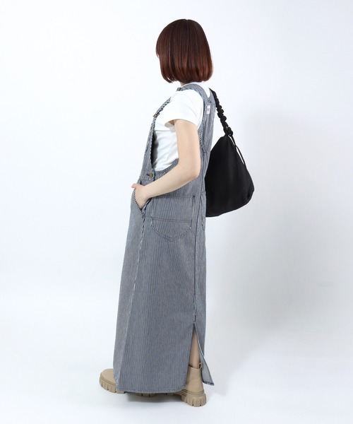 Lee(リー)の「Lee(リー)OVERALL SKIRT/オーバーオールスカート/ジャンパースカート レディース(ジャンパースカート・レディース・ライトインディゴブルー/ダークインディゴブルー/ストライプ/グリーン系その他/ワンウォッシュ・M/S)」の18枚目の写真