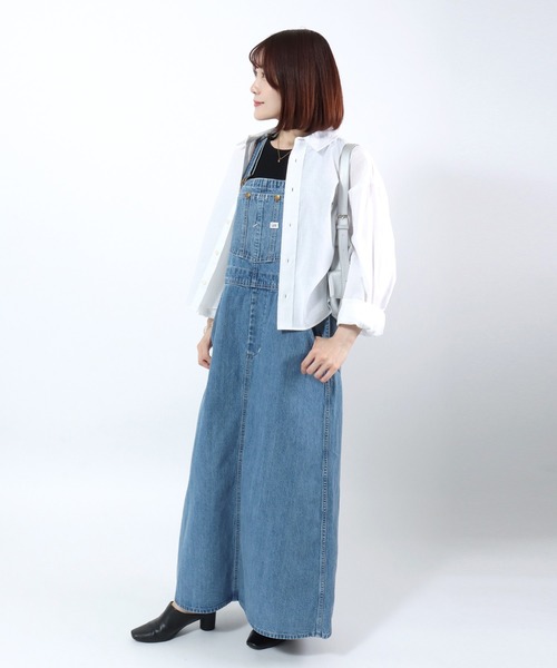 Lee(リー)の「Lee(リー)OVERALL SKIRT/オーバーオールスカート/ジャンパースカート レディース(ジャンパースカート・レディース・ライトインディゴブルー/ダークインディゴブルー/ストライプ/グリーン系その他/ワンウォッシュ・M/S)」の11枚目の写真