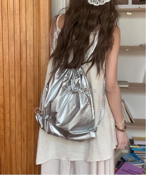 WEGO（ウィゴー）の「WEGO/メタリックナップザック（トートバッグ・レディース・ブラック/シルバー・FREE）」の17枚目の写真