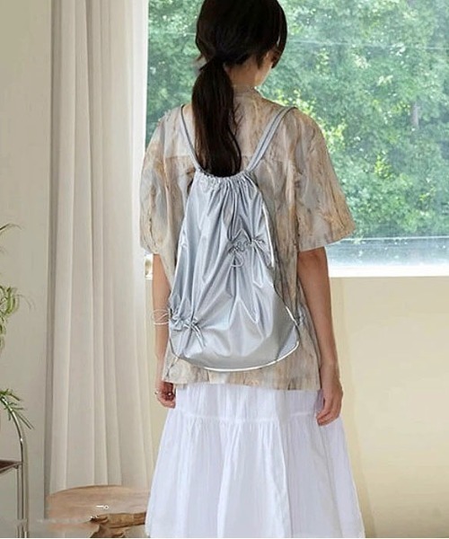 WEGO（ウィゴー）の「WEGO/メタリックナップザック（トートバッグ・レディース・ブラック/シルバー・FREE）」の18枚目の写真