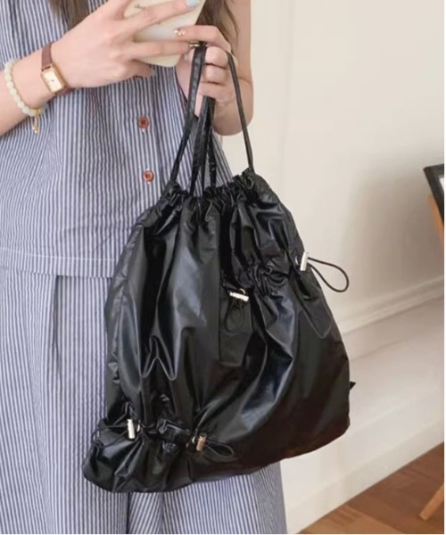 WEGO（ウィゴー）の「WEGO/メタリックナップザック（トートバッグ・レディース・ブラック/シルバー・FREE）」の5枚目の写真