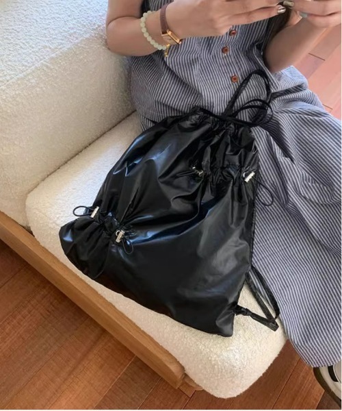 WEGO（ウィゴー）の「WEGO/メタリックナップザック（トートバッグ・レディース・ブラック/シルバー・FREE）」の7枚目の写真