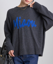 ウール混ロゴフェザーニットプルオーバー