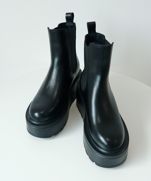 Futier land（フューティアランド）の「驚異の0.8kｇ軽量＆走れる！サイドゴア厚底プラットフォームショートブーツ（ブーツ・レディース・ブラック/アイボリー/ブラウン/ブラック系その他・40/39/38/37/36/S/M/L/LL）」の22枚目の写真