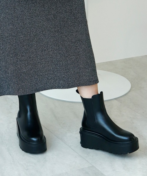 Futier land（フューティアランド）の「驚異の0.8kｇ軽量＆走れる！サイドゴア厚底プラットフォームショートブーツ（ブーツ・レディース・ブラック/アイボリー/ブラウン/ブラック系その他・40/39/38/37/36/S/M/L/LL）」の20枚目の写真