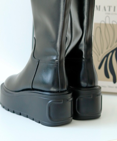 Futier land(フューティアランド)の「超軽っ!挫かない厚底プラットフォームロングブーツ(ブーツ・レディース・ブラック・36/37/38/39/40)」の4枚目の写真
