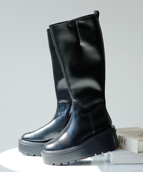 Futier land(フューティアランド)の「超軽っ!挫かない厚底プラットフォームロングブーツ(ブーツ・レディース・ブラック・36/37/38/39/40)」の8枚目の写真