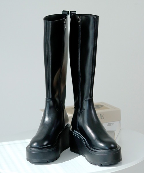 Futier land(フューティアランド)の「超軽っ!挫かない厚底プラットフォームロングブーツ(ブーツ・レディース・ブラック・36/37/38/39/40)」の9枚目の写真