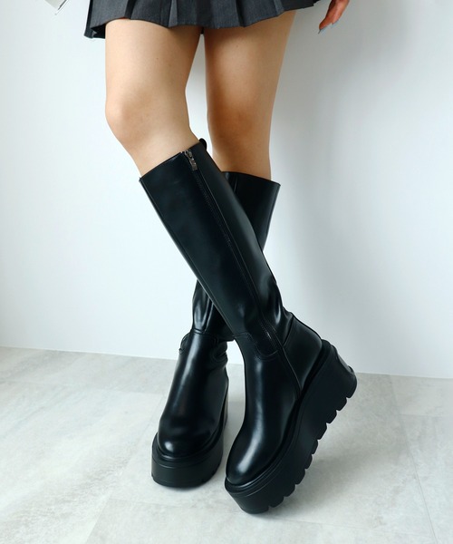 Futier land(フューティアランド)の「超軽っ!挫かない厚底プラットフォームロングブーツ(ブーツ・レディース・ブラック・36/37/38/39/40)」の11枚目の写真