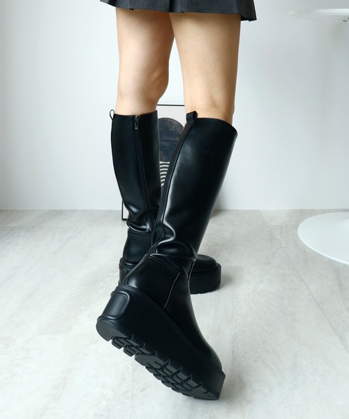Futier land(フューティアランド)の「超軽っ!挫かない厚底プラットフォームロングブーツ(ブーツ・レディース・ブラック・36/37/38/39/40)」の13枚目の写真