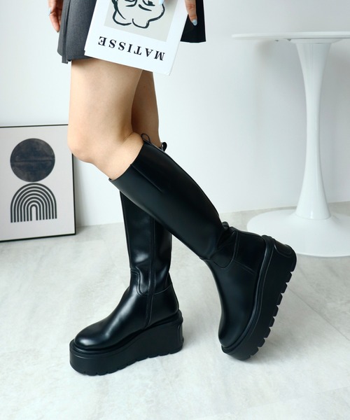 Futier land(フューティアランド)の「超軽っ!挫かない厚底プラットフォームロングブーツ(ブーツ・レディース・ブラック・36/37/38/39/40)」の17枚目の写真